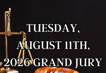 TUESDAY, AUGUST 11TH, 2026 GRAND JURY INDICTMENTS