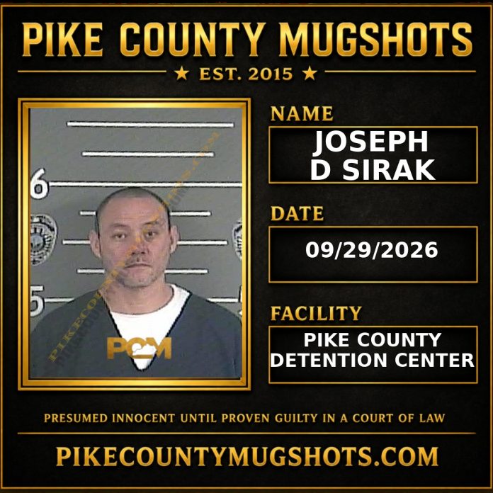JOSEPH D SIRAK Pike County Kentucky arrest booking